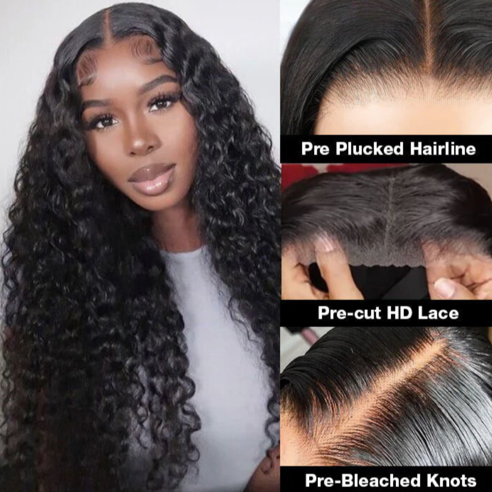 HIHAIR® GLUELESS 7*5 DEEP WAVE LACE WIG - 100% HUMAN VIRGIN HAIR